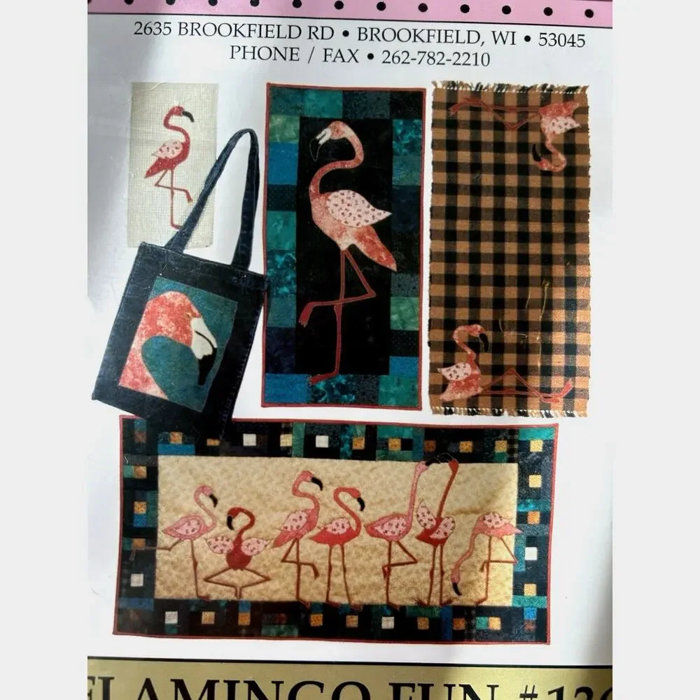 Little Country Quilts Pattern & Fabric FLAMINGO FUN #136 NEW Quilting Birds Pink
